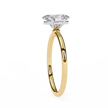 Oval Poise – Lab Diamond Solitaire Ring with Slim Shank in 14K Gold