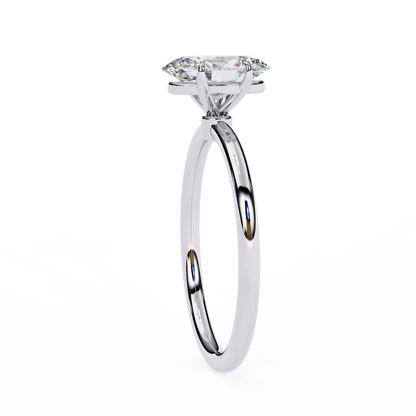 Oval Poise – Lab Diamond Solitaire Ring with Slim Shank in 14K Gold