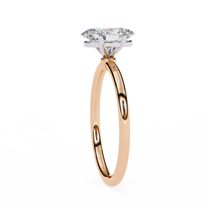 Oval Poise – Lab Diamond Solitaire Ring with Slim Shank in 14K Gold