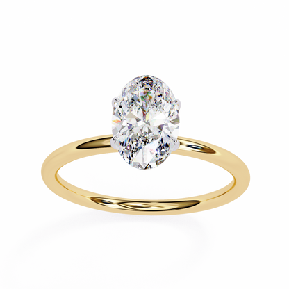 Oval Poise – Lab Diamond Solitaire Ring with Slim Shank in 14K Gold