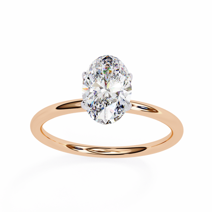 Oval Poise – Lab Diamond Solitaire Ring with Slim Shank in 14K Gold