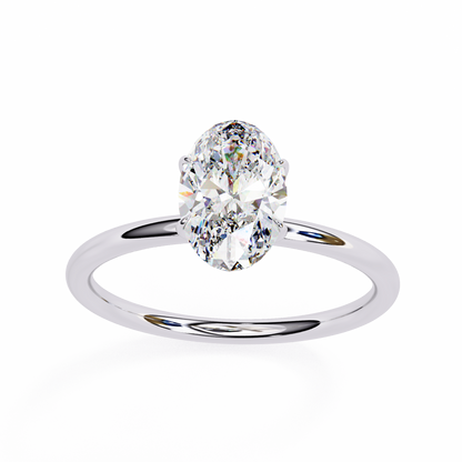 Oval Poise – Lab Diamond Solitaire Ring with Slim Shank in 14K Gold