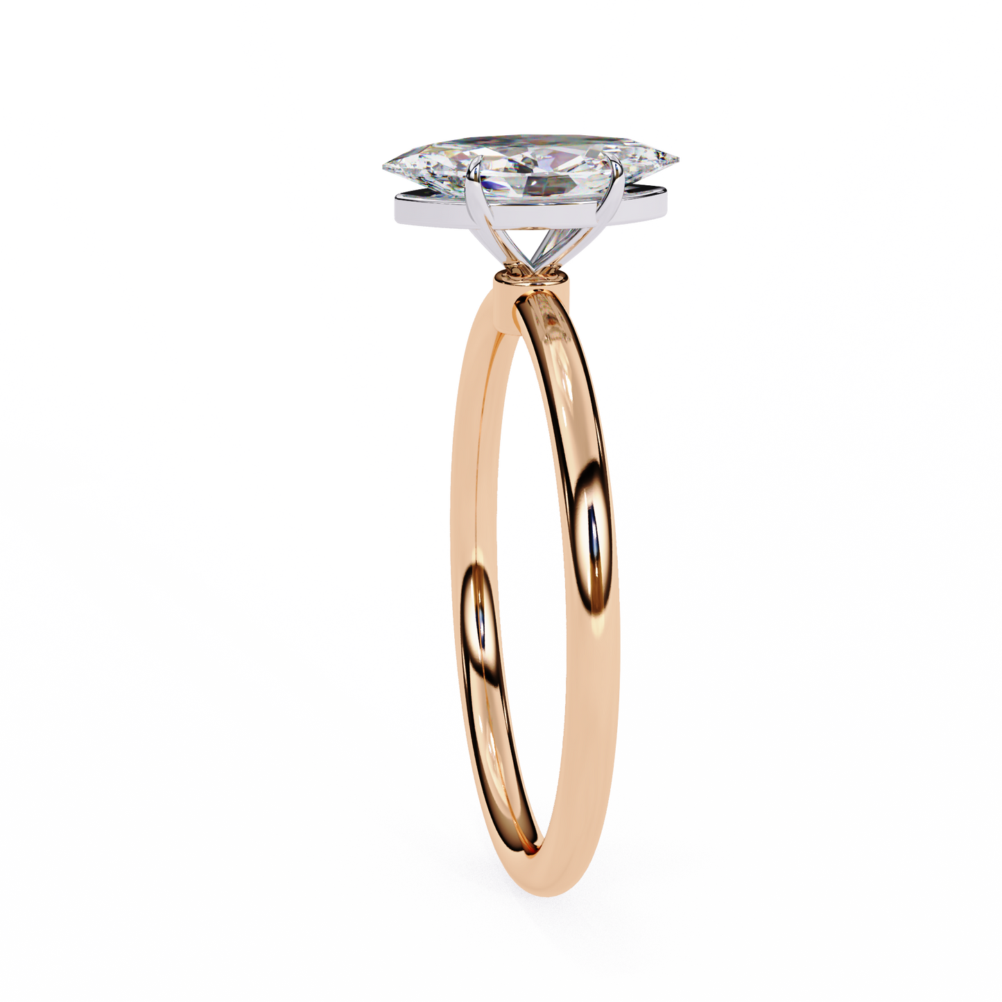 Marquise Edge – Lab Diamond Ring with Tapered Shank in 14K Gold