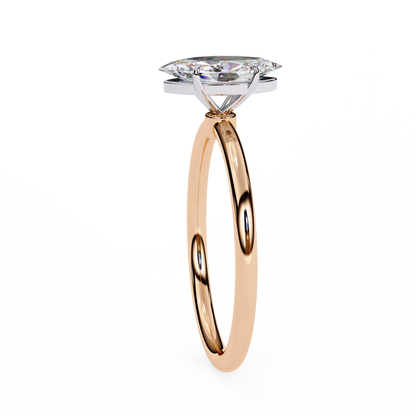 Marquise Edge – Lab Diamond Ring with Tapered Shank in 14K Gold