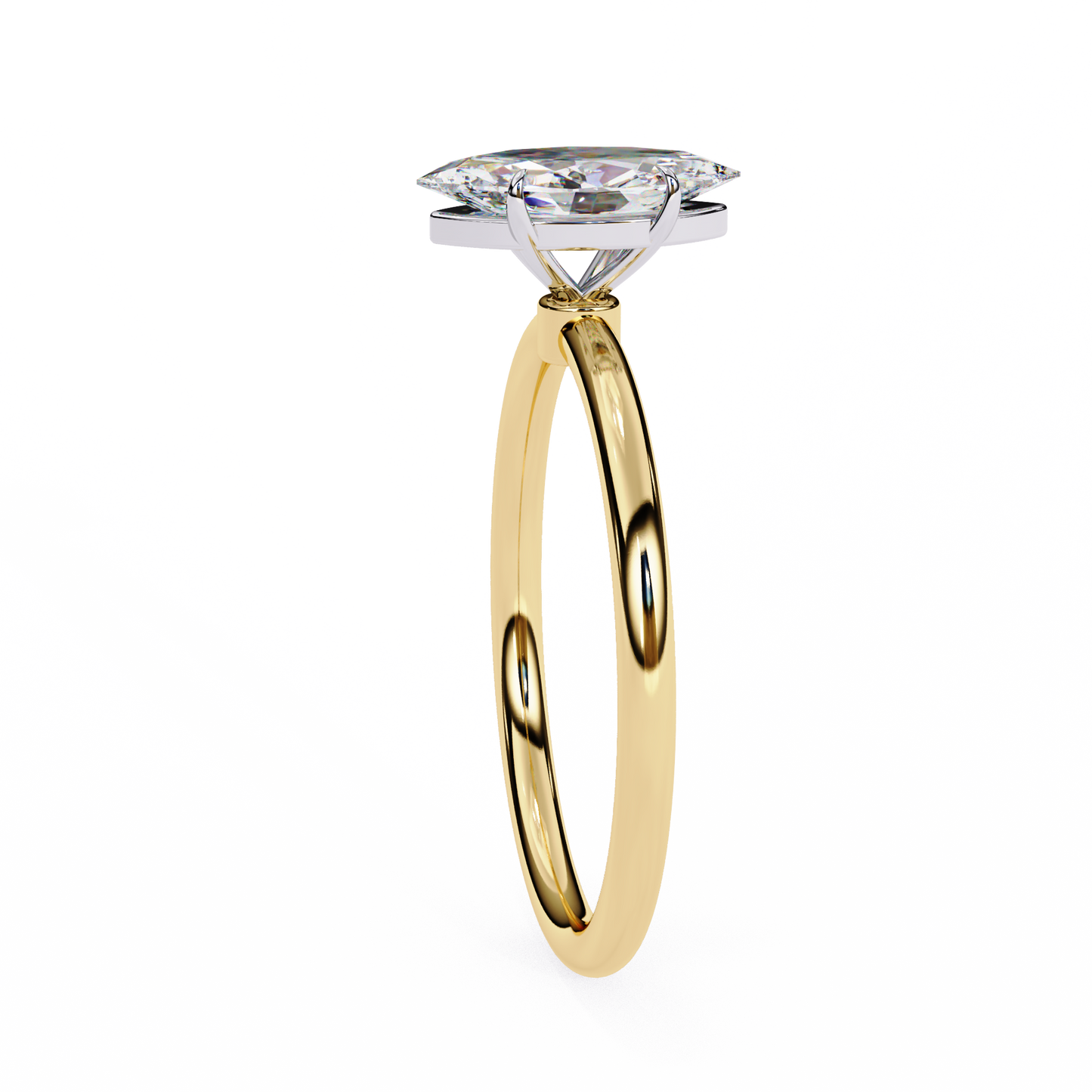 Marquise Edge – Lab Diamond Ring with Tapered Shank in 14K Gold