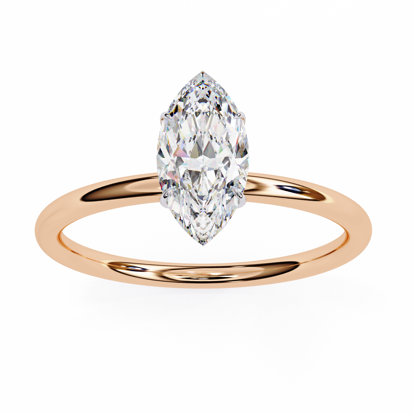Marquise Edge – Lab Diamond Ring with Tapered Shank in 14K Gold