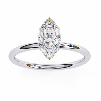 Marquise Edge – Lab Diamond Ring with Tapered Shank in 14K Gold