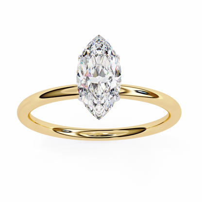 Marquise Edge – Lab Diamond Ring with Tapered Shank in 14K Gold