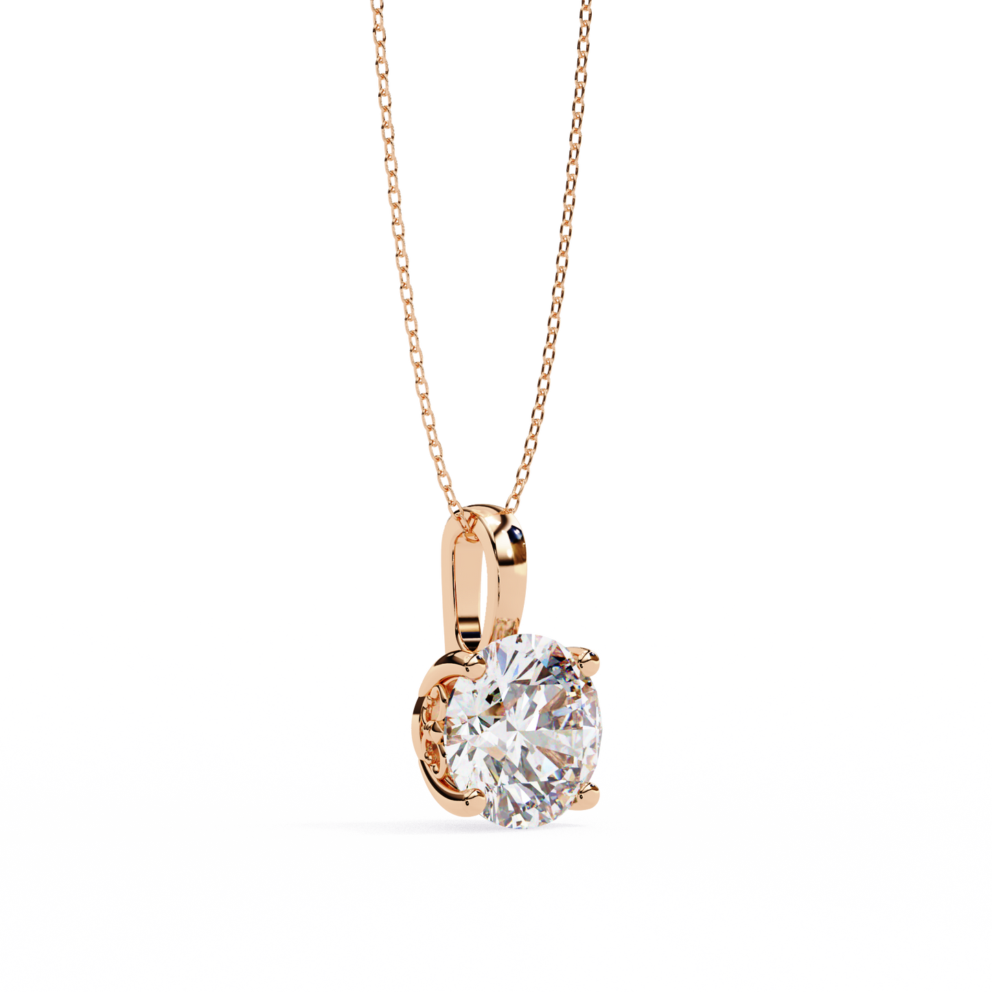 Brilliance Crest – Round Lab Diamond Elevated Chain Pendant