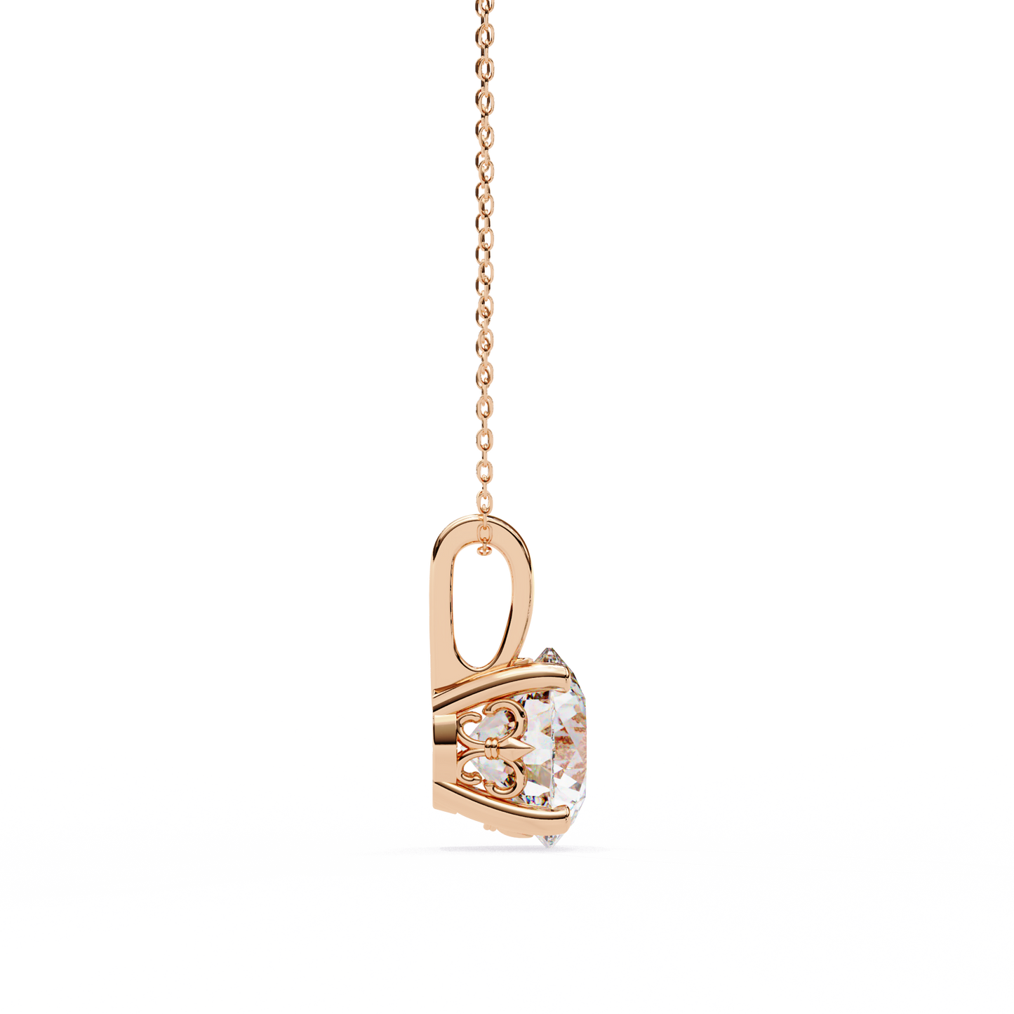 Brilliance Crest – Round Lab Diamond Elevated Chain Pendant