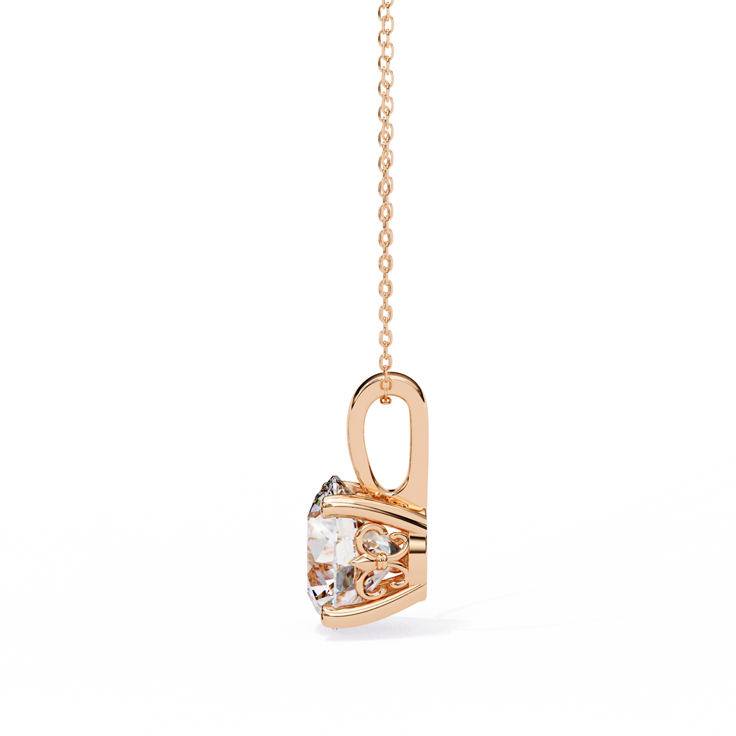 Brilliance Crest – Round Lab Diamond Elevated Chain Pendant