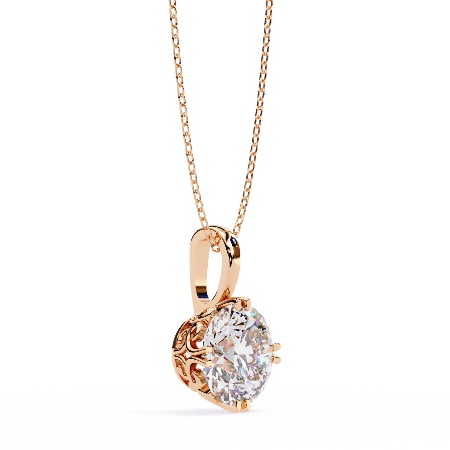 Halo Drop – Round Lab Diamond Framed Chain Pendant