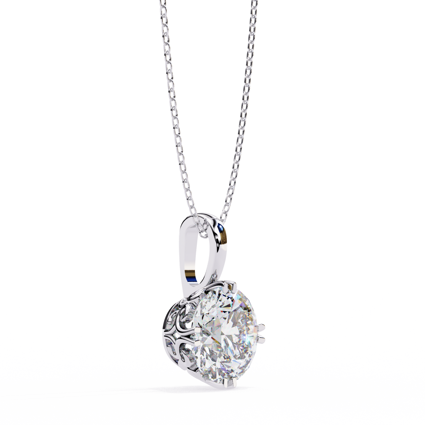 Halo Drop – Round Lab Diamond Framed Chain Pendant