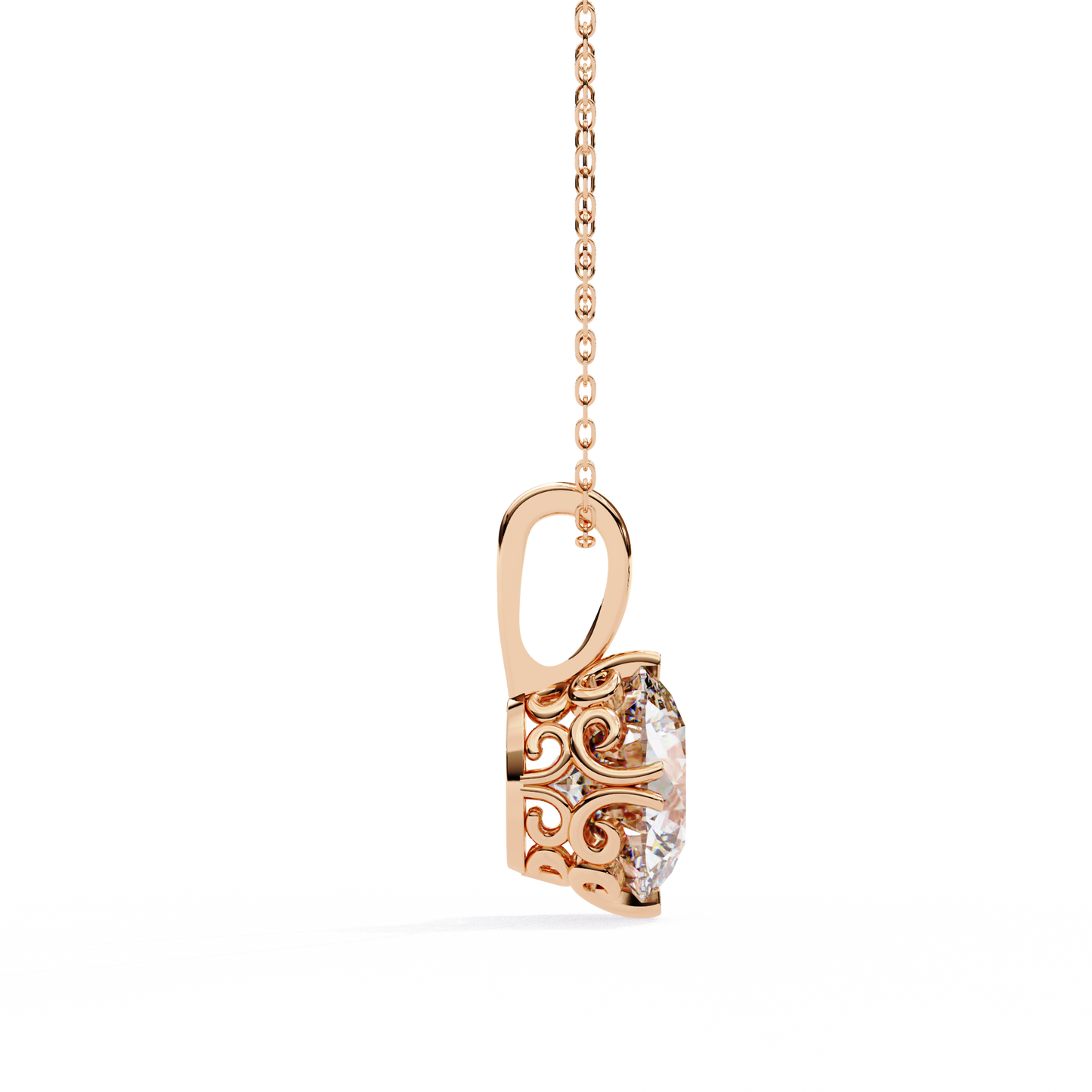 Halo Drop – Round Lab Diamond Framed Chain Pendant
