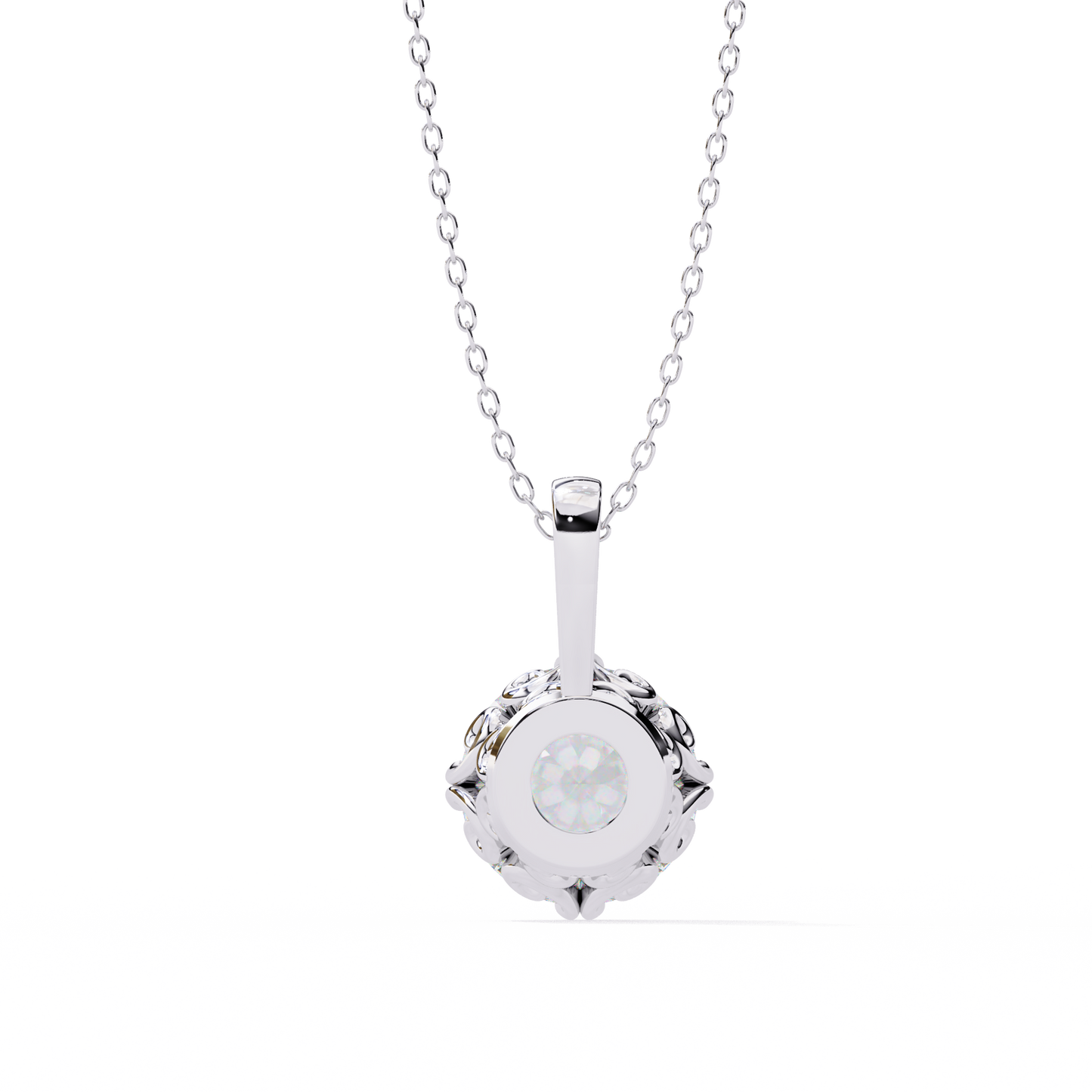Halo Drop – Round Lab Diamond Framed Chain Pendant