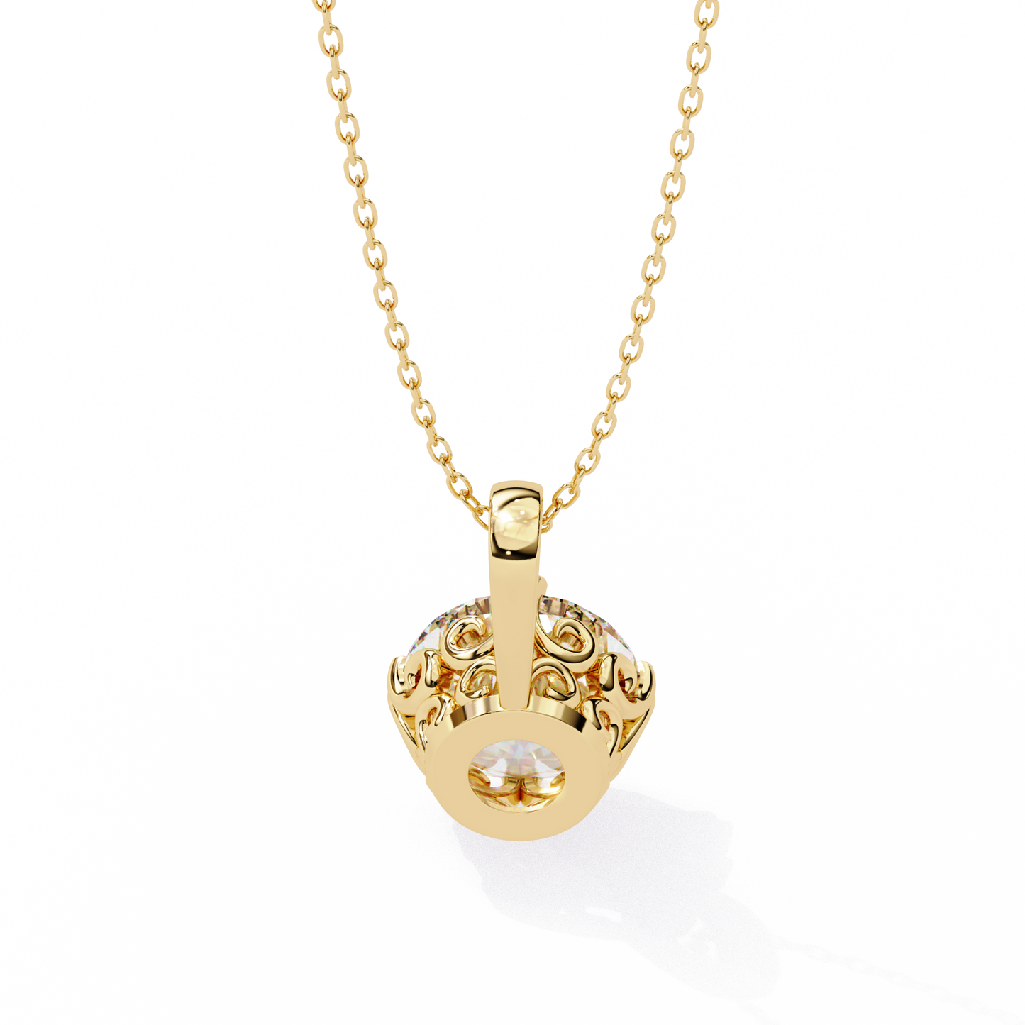 Halo Drop – Round Lab Diamond Framed Chain Pendant