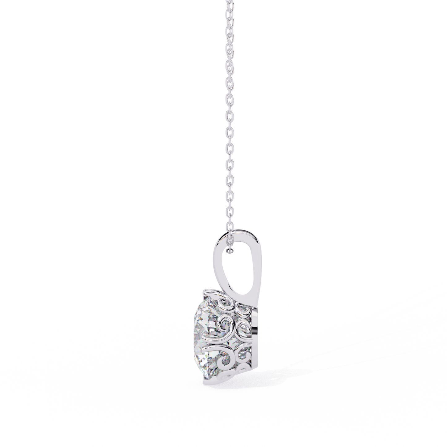 Halo Drop – Round Lab Diamond Framed Chain Pendant
