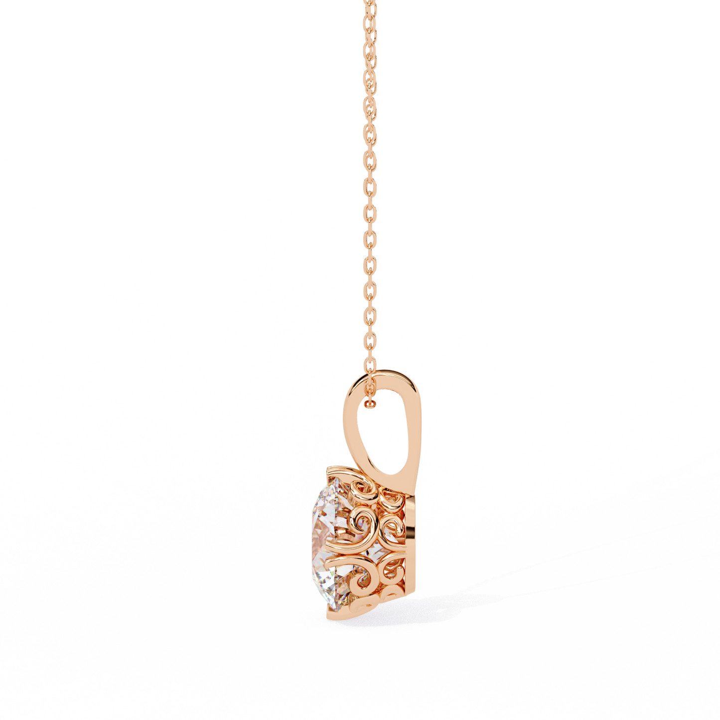 Halo Drop – Round Lab Diamond Framed Chain Pendant