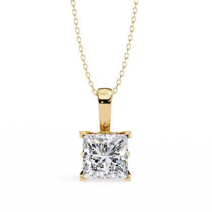 Crown Prism – Princess Cut Lab Diamond Solitaire Chain Pendant