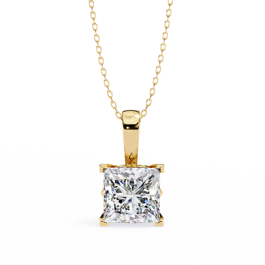 Crown Prism – Princess Cut Lab Diamond Solitaire Chain Pendant