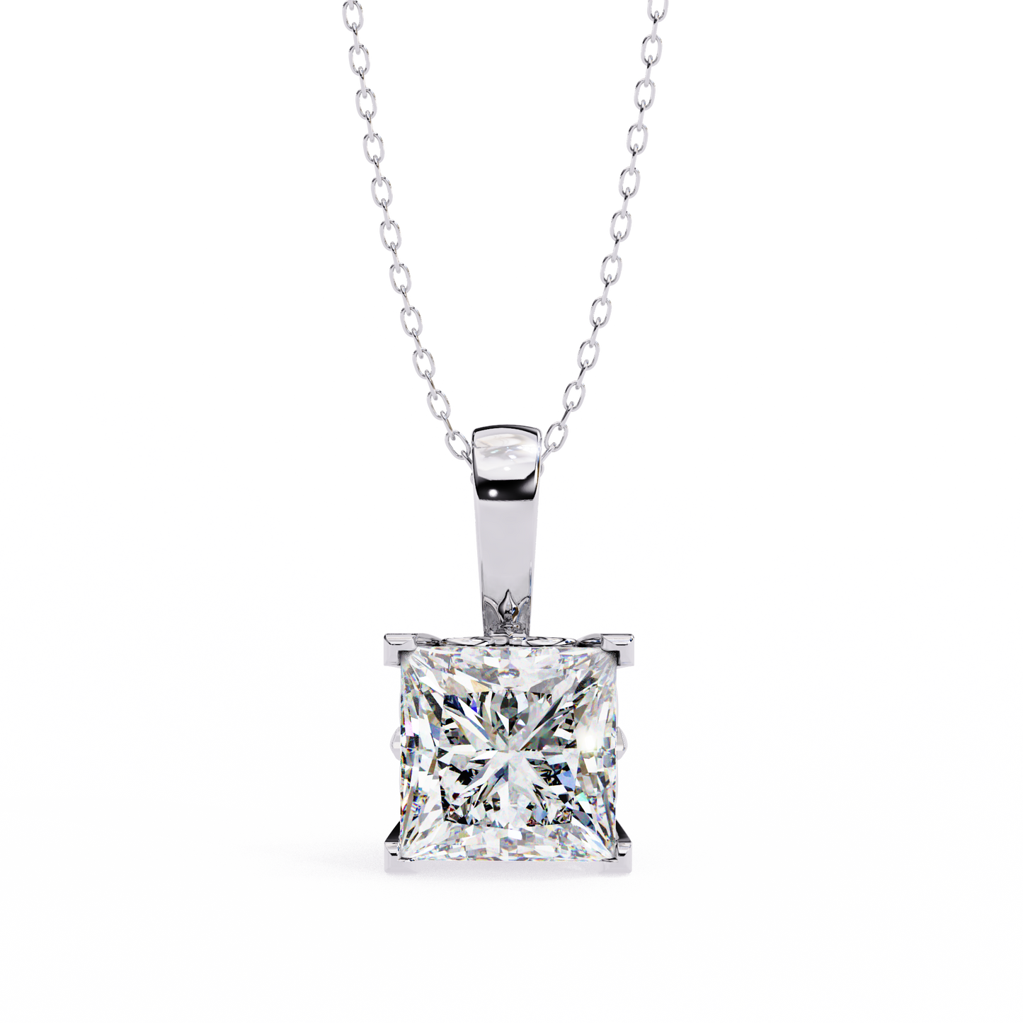 Crown Prism – Princess Cut Lab Diamond Solitaire Chain Pendant