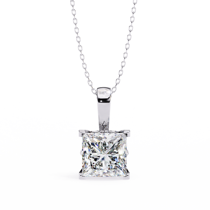 Crown Prism – Princess Cut Lab Diamond Solitaire Chain Pendant