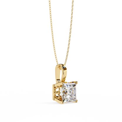 Crown Prism – Princess Cut Lab Diamond Solitaire Chain Pendant