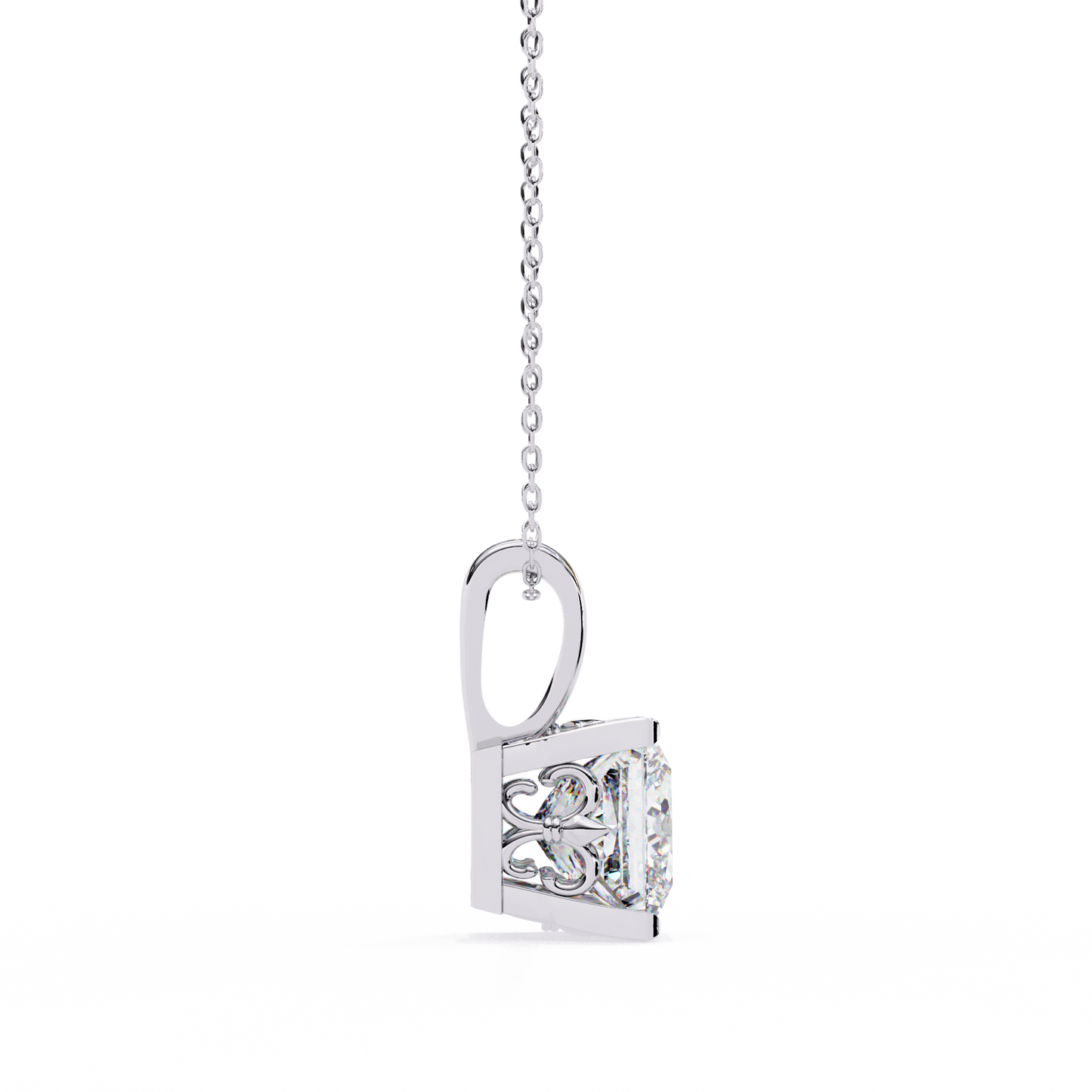 Crown Prism – Princess Cut Lab Diamond Solitaire Chain Pendant
