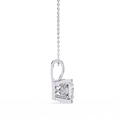 Crown Prism – Princess Cut Lab Diamond Solitaire Chain Pendant