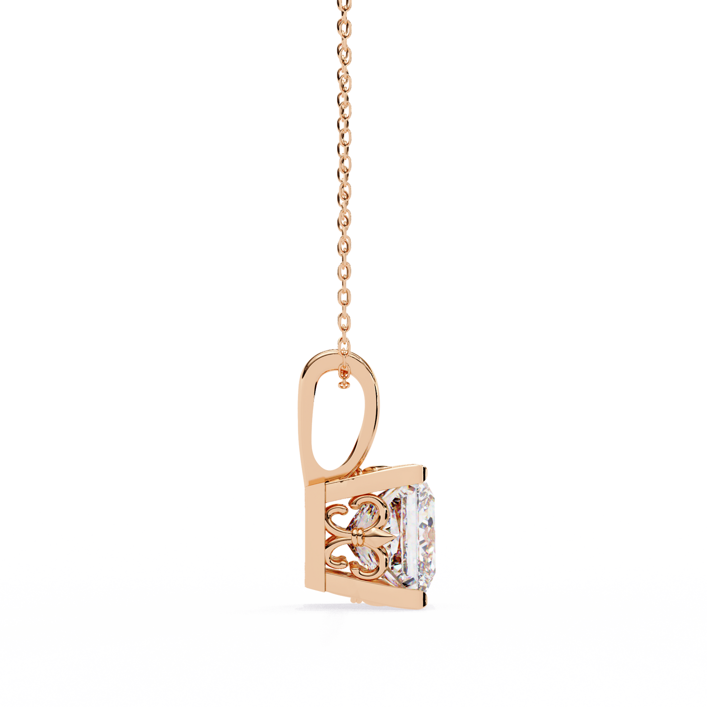 Crown Prism – Princess Cut Lab Diamond Solitaire Chain Pendant
