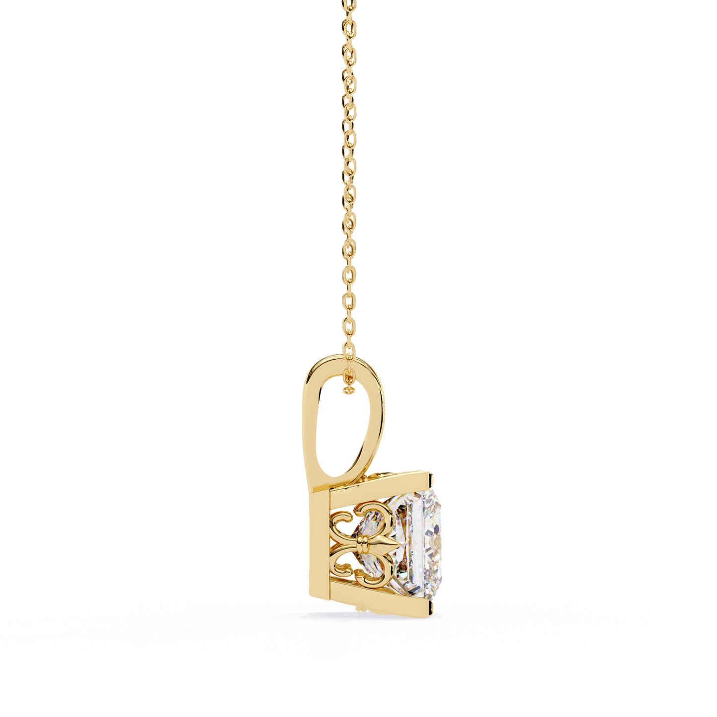 Crown Prism – Princess Cut Lab Diamond Solitaire Chain Pendant