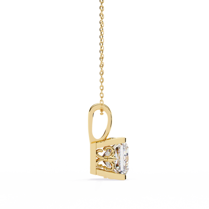 Crown Prism – Princess Cut Lab Diamond Solitaire Chain Pendant