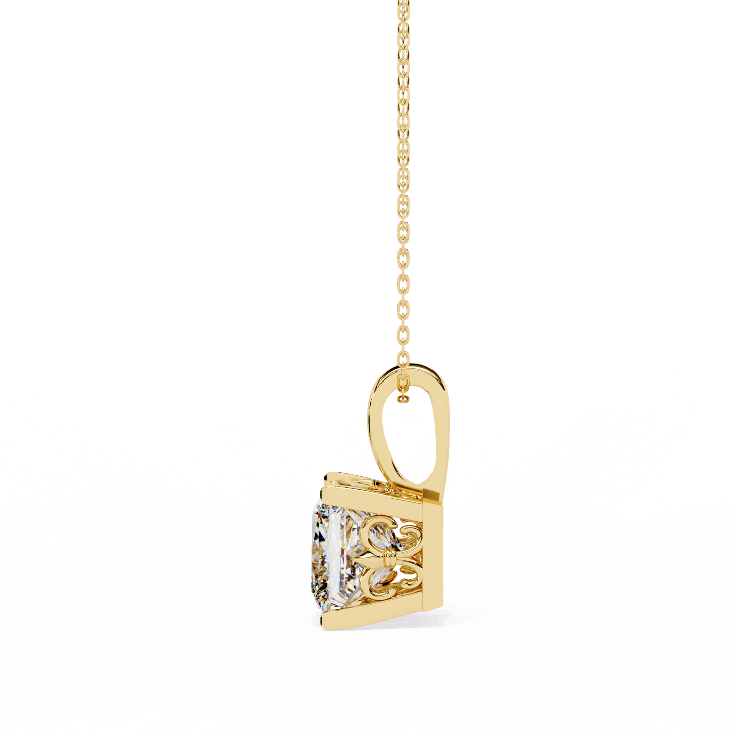 Crown Prism – Princess Cut Lab Diamond Solitaire Chain Pendant
