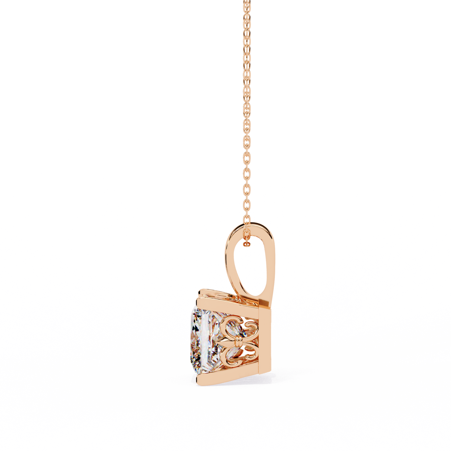 Crown Prism – Princess Cut Lab Diamond Solitaire Chain Pendant