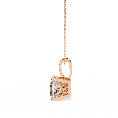 Crown Prism – Princess Cut Lab Diamond Solitaire Chain Pendant