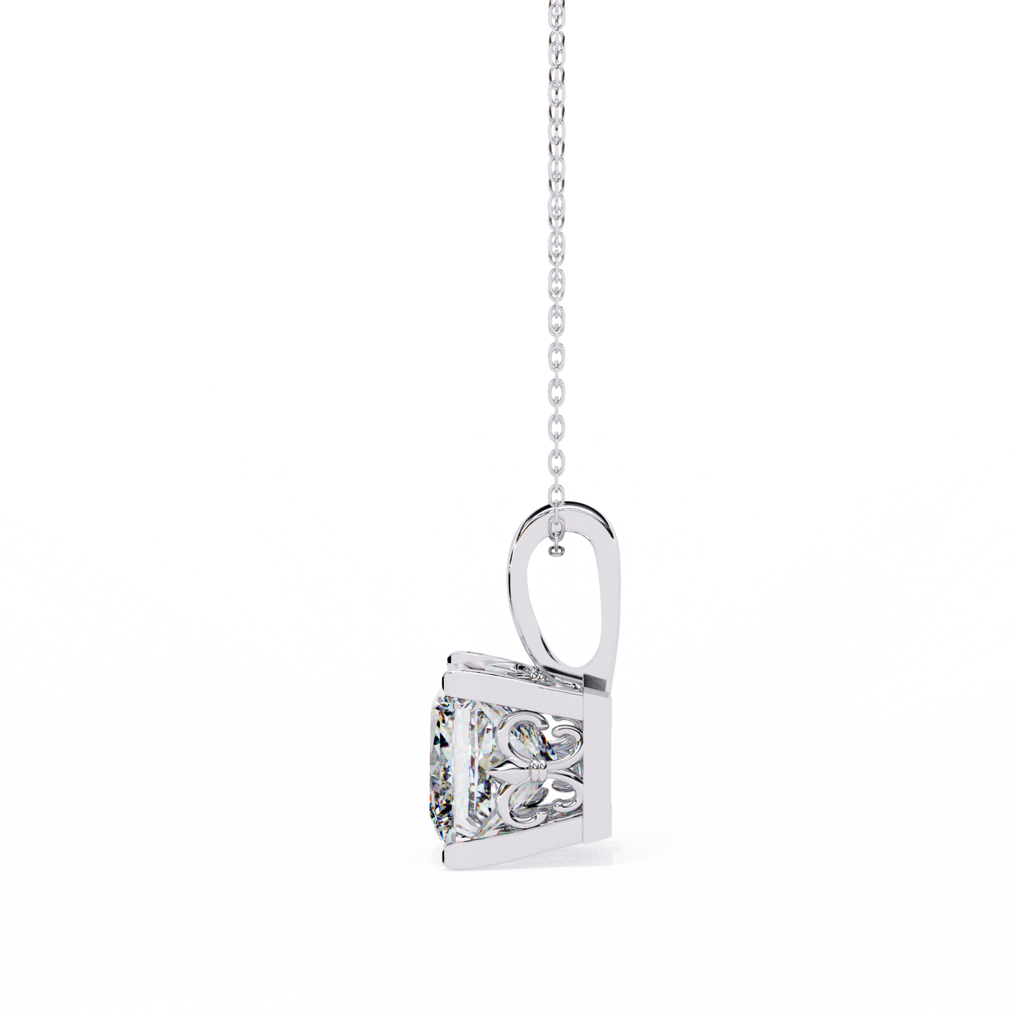Crown Prism – Princess Cut Lab Diamond Solitaire Chain Pendant