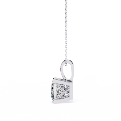 Crown Prism – Princess Cut Lab Diamond Solitaire Chain Pendant