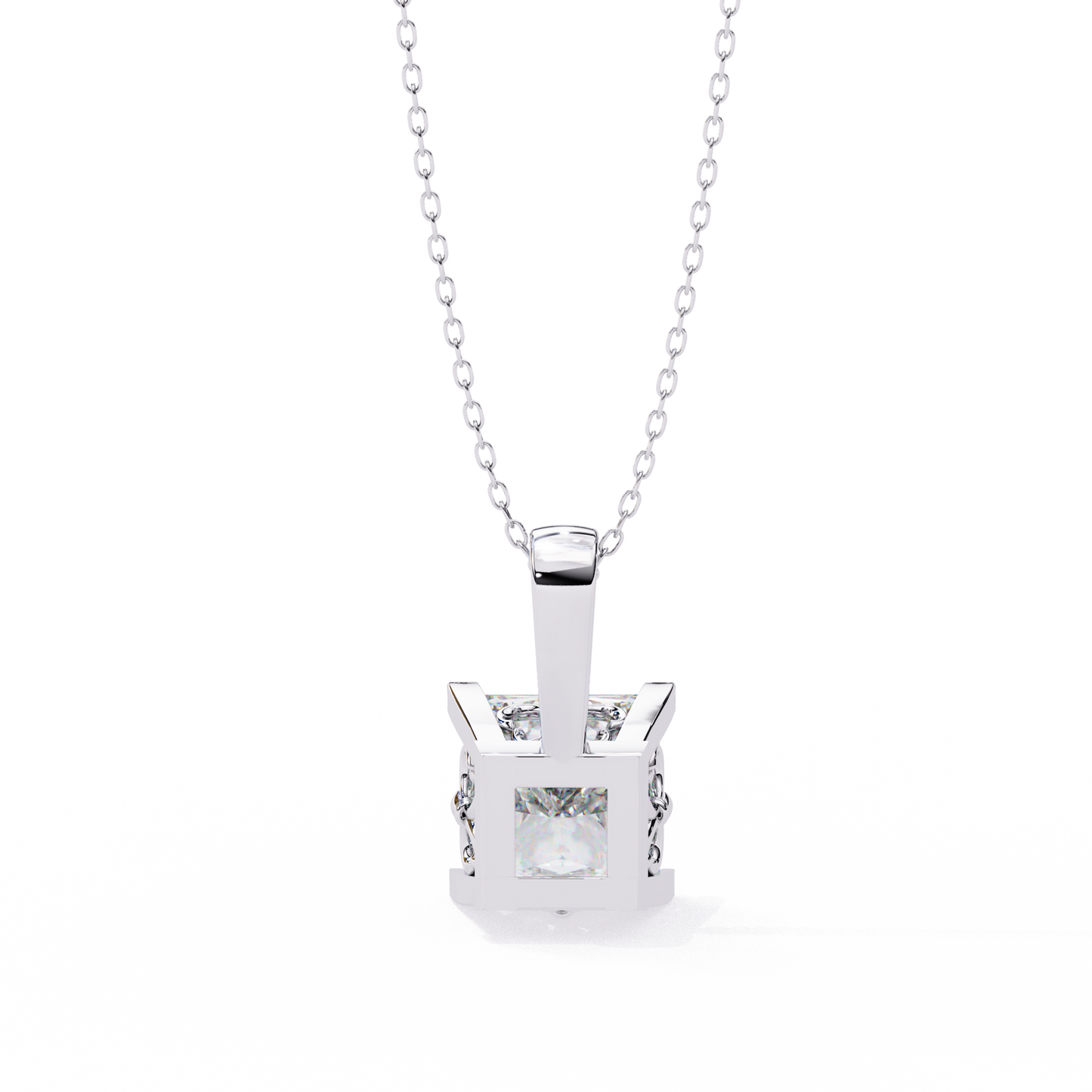 Crown Prism – Princess Cut Lab Diamond Solitaire Chain Pendant