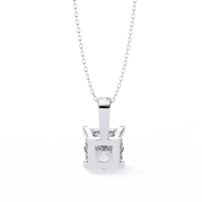 Crown Prism – Princess Cut Lab Diamond Solitaire Chain Pendant