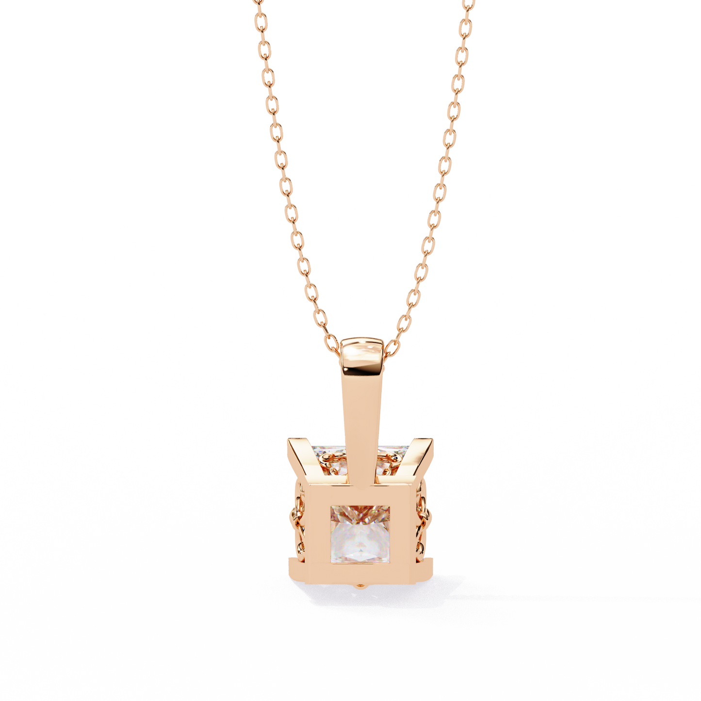 Crown Prism – Princess Cut Lab Diamond Solitaire Chain Pendant