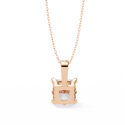 Crown Prism – Princess Cut Lab Diamond Solitaire Chain Pendant