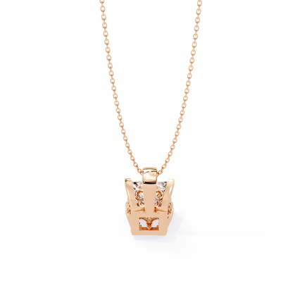 Crown Prism – Princess Cut Lab Diamond Solitaire Chain Pendant