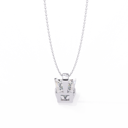Crown Prism – Princess Cut Lab Diamond Solitaire Chain Pendant