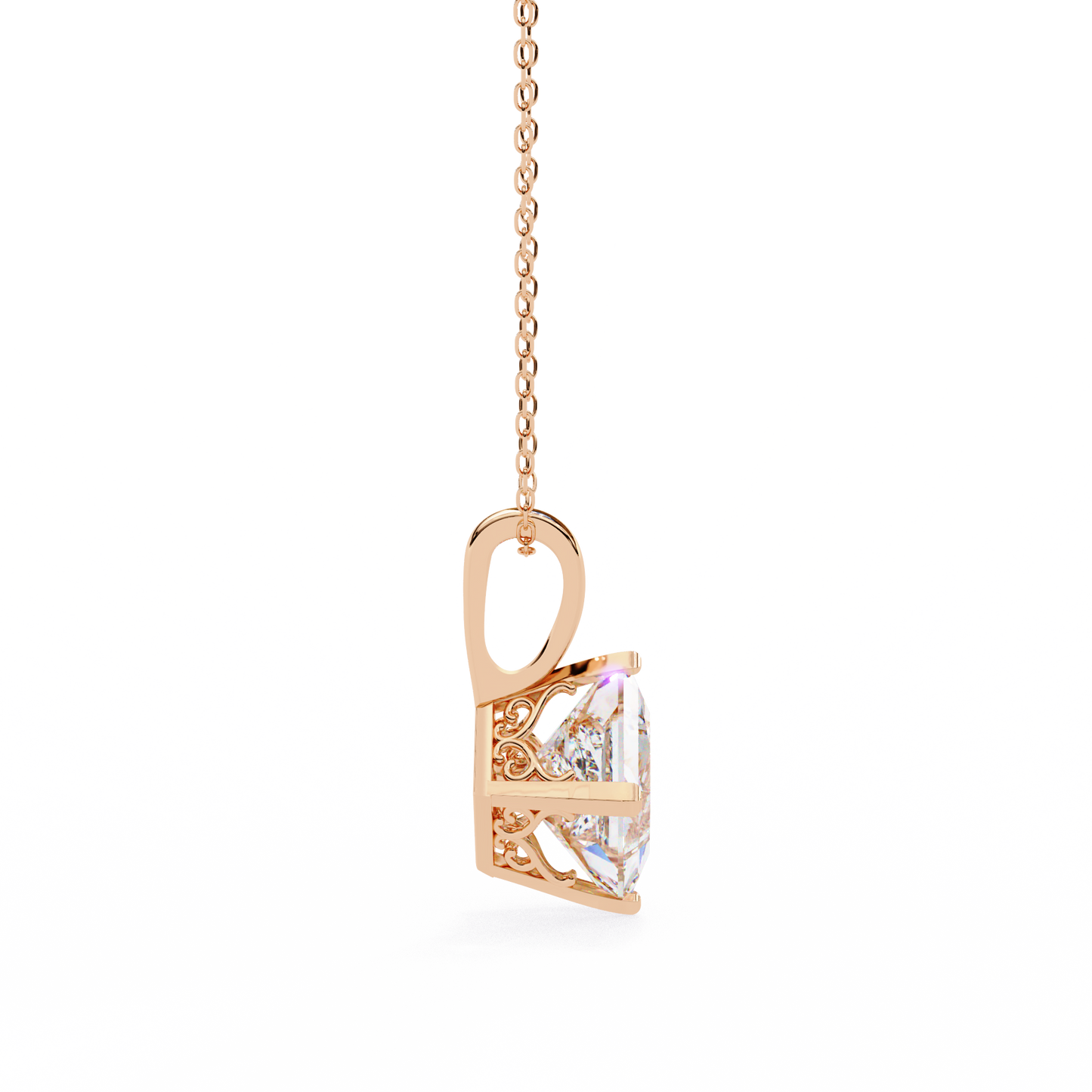 Royal Edge – Princess Cut Diamond Chain Pendant