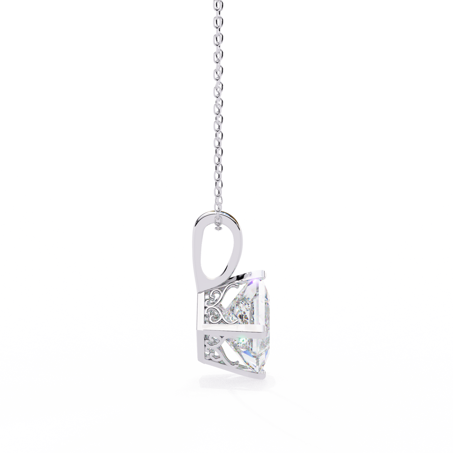 Royal Edge – Princess Cut Lab Diamond Chain Pendant