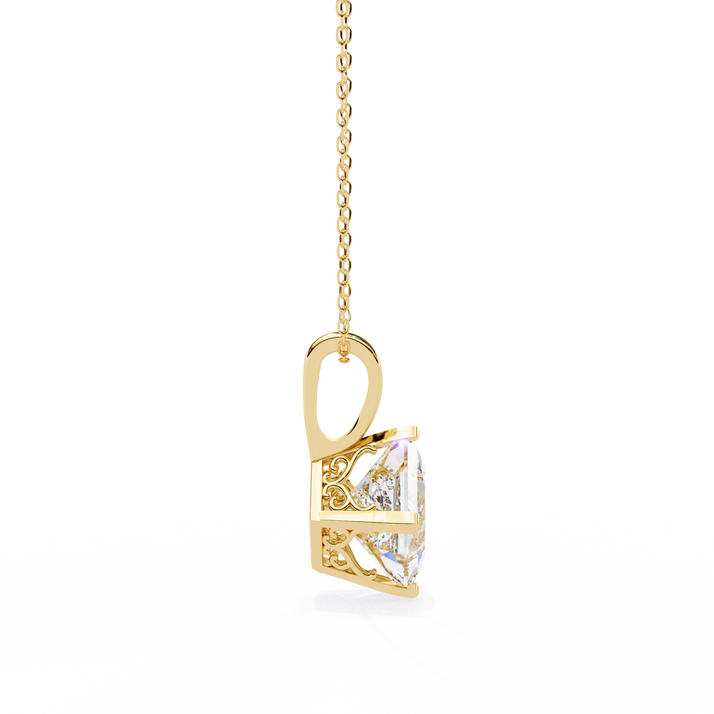 Royal Edge – Princess Cut Diamond Chain Pendant