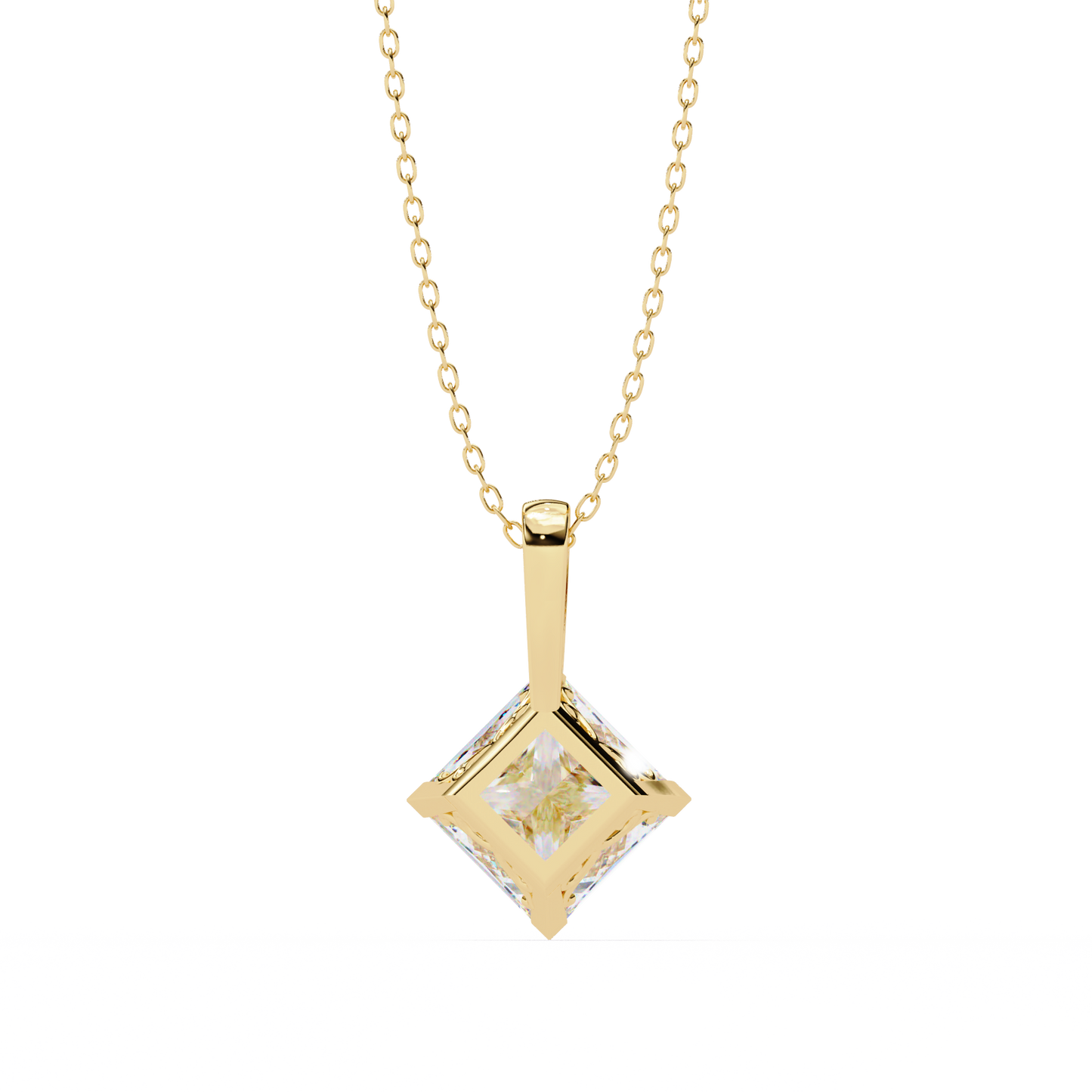 Royal Edge – Princess Cut Lab Diamond Chain Pendant