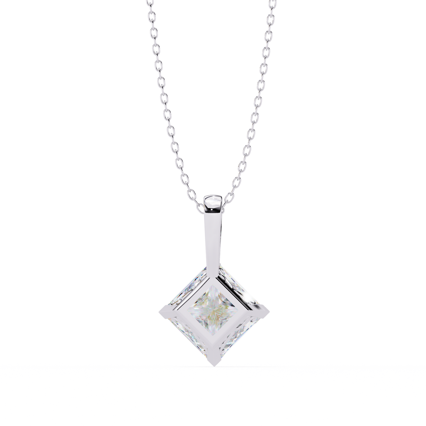 Royal Edge – Princess Cut Lab Diamond Chain Pendant