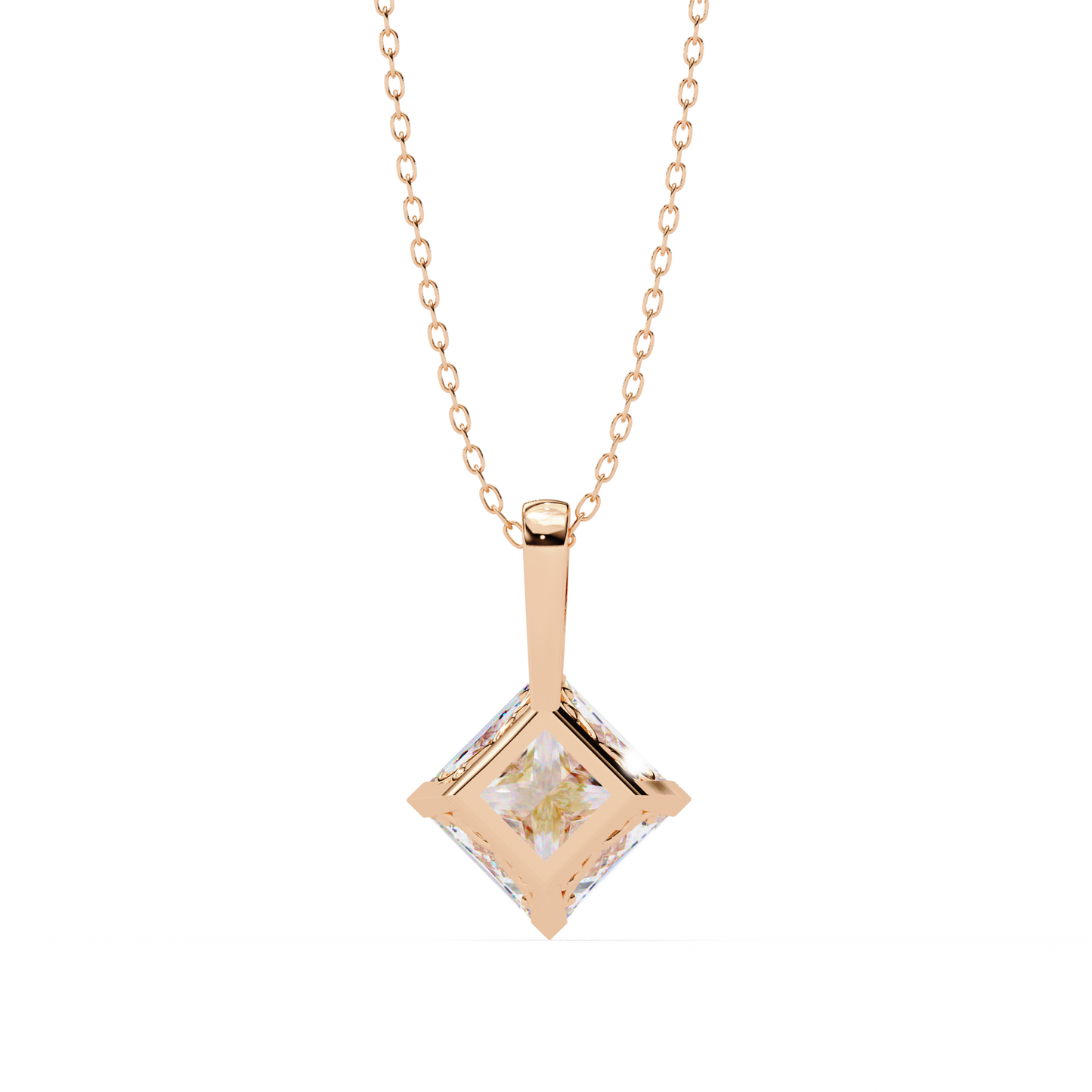 Royal Edge – Princess Cut Lab Diamond Chain Pendant