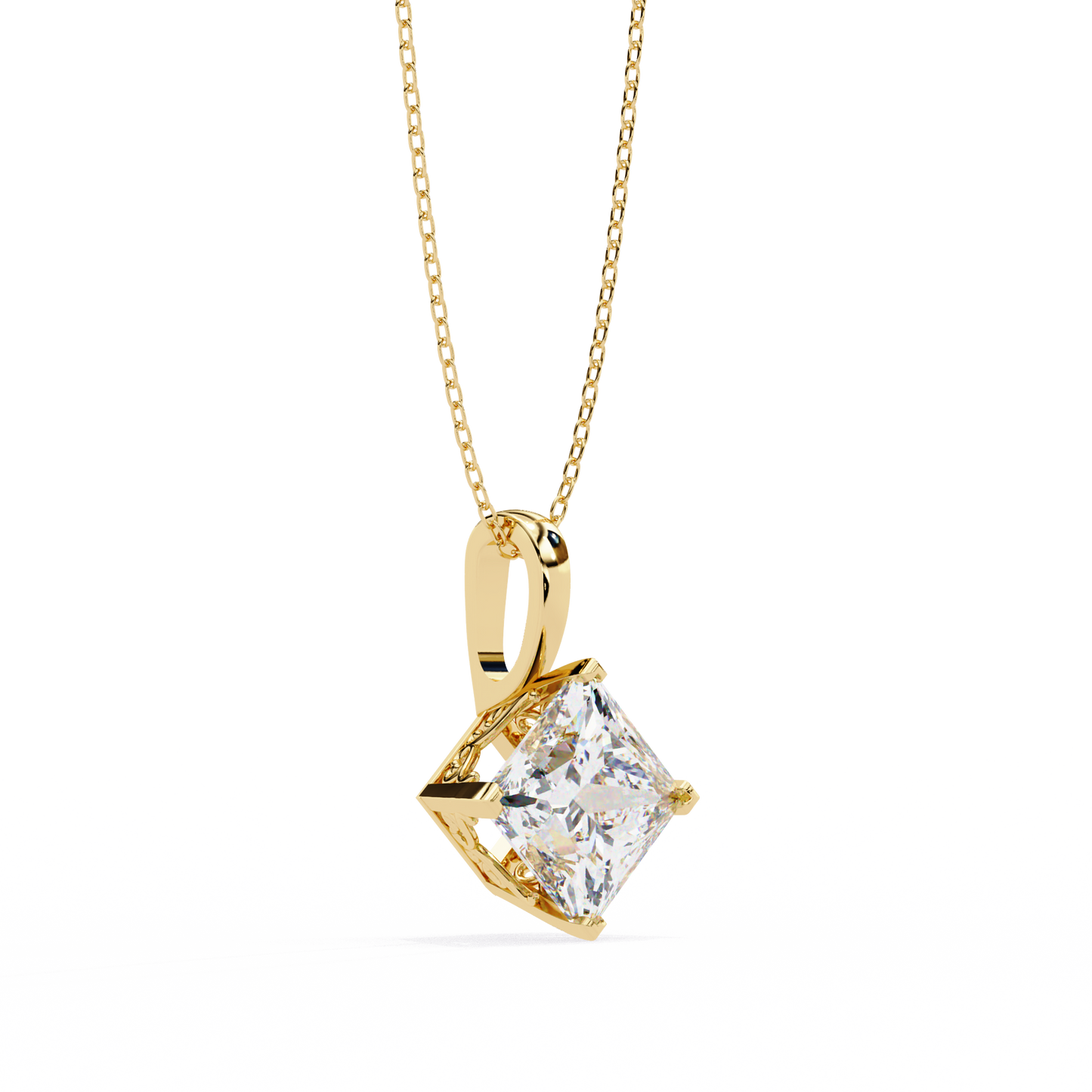 Royal Edge – Princess Cut Lab Diamond Chain Pendant